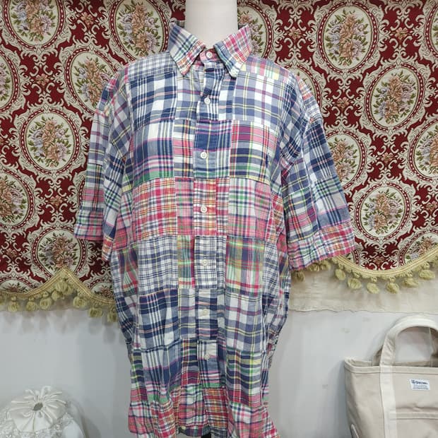 폴로 랄프로렌 패치워크 마드라스 반팔 셔츠
​

