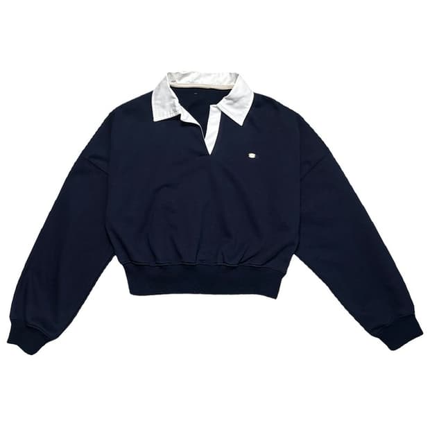 ORO 럭비 크롭 맨투맨 네이비 S