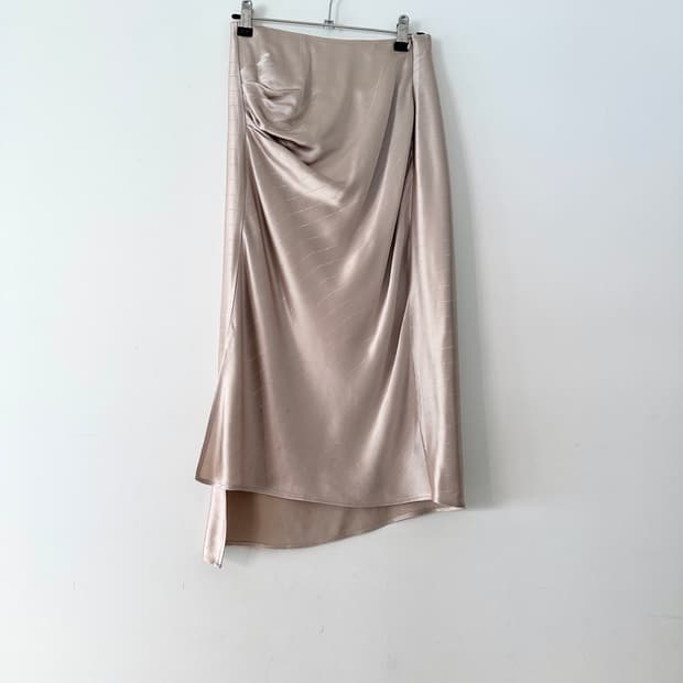 Glossy shirring nude skirt 