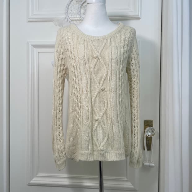 butter cream twist pompom sweater