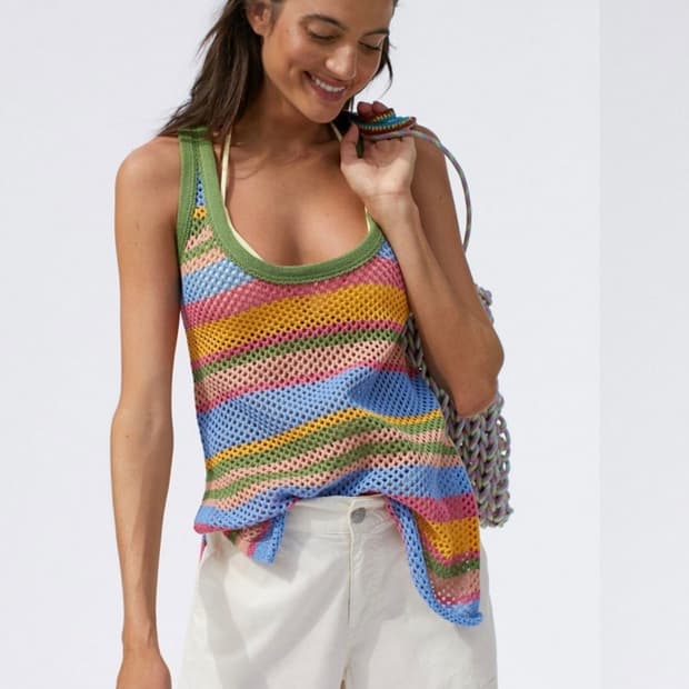 코바늘 뜨게실 니트민소매탑