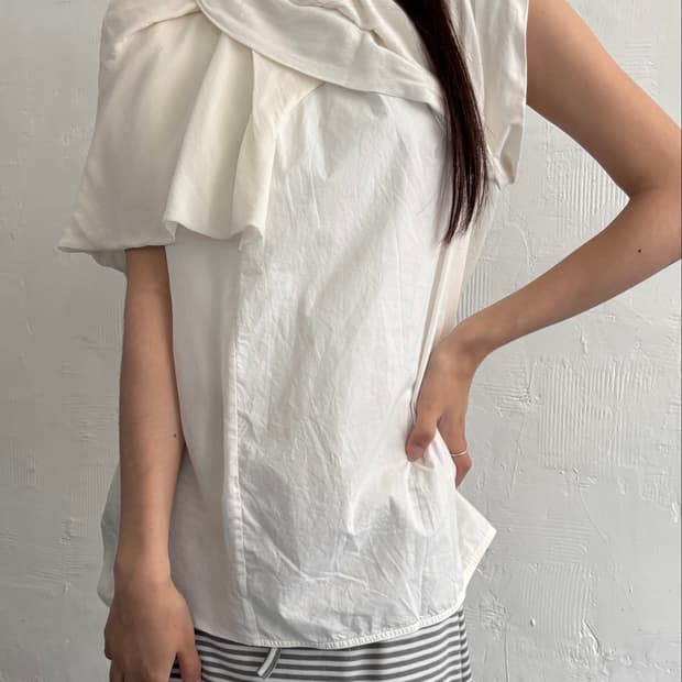 Rick Owens 릭 오웬스 큐프라 화이트 드레이프 블라우스