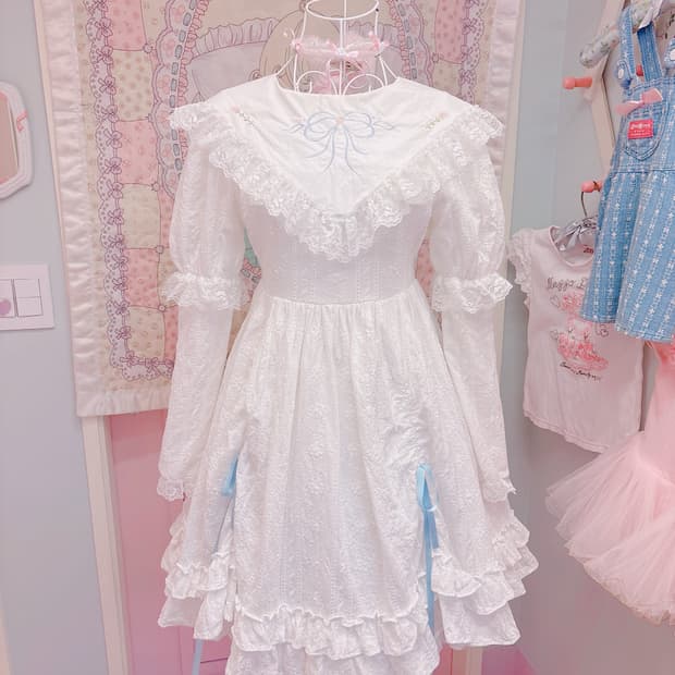 Cherie Rose 빈티지 리본 자수 레이스 원피스