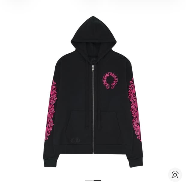 크롬하츠 홀스슈 후드 집업 블랙 핑크