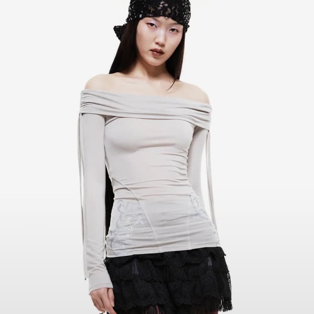 배디 off-shoulder long sleeve 나체 딱붙핏 쓰탐빈티지