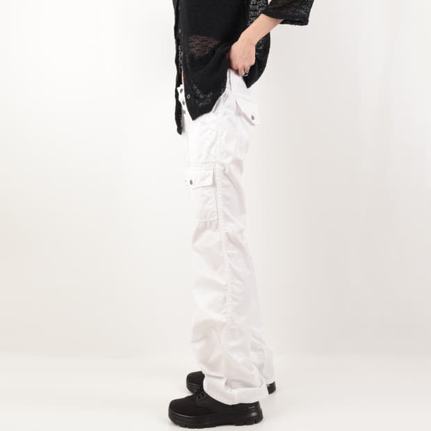 Low Rise White Bootcut Cotton 