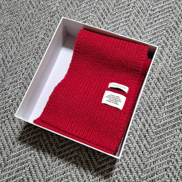 유니온블루 메리노 울 숏 머플러 RED