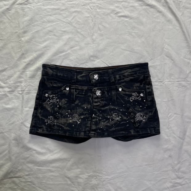 빈티지 큐빅 스컬 스커트 겸 반바지