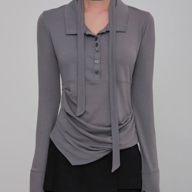 플레어업 Asymmetrical Draped Shirt 드레이프 셔츠