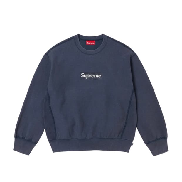 [L] 슈프림 25ss 워시드 박스로고 크루넥 네이비