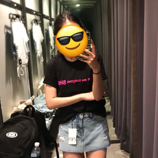 (M) 꼼데가르송 핫핑크 로고 반팔 티셔츠 (새상품)