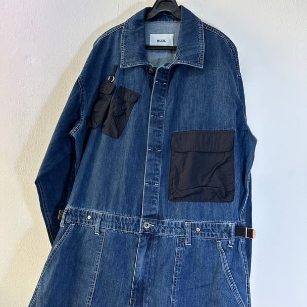 L 맥우드건 진청 데님 워크 점프수트