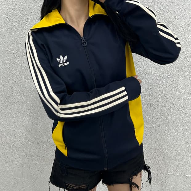 아디다스 유로파 옐로우배색 네이비 트랙탑 100