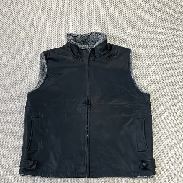 빈티지 리버시블 퍼 베스트 