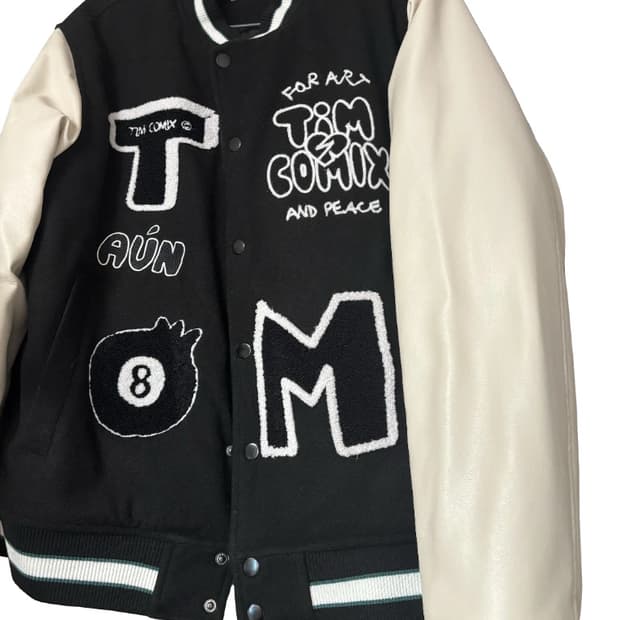 무신사 블랙 바시티 자켓