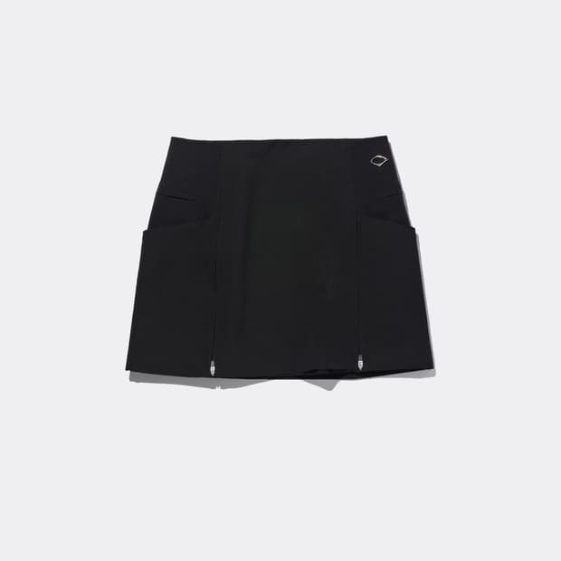미스치프 지퍼 슬릿 스커트 블랙 