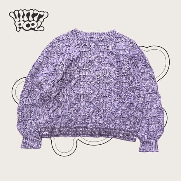 물결 반크롭 니트