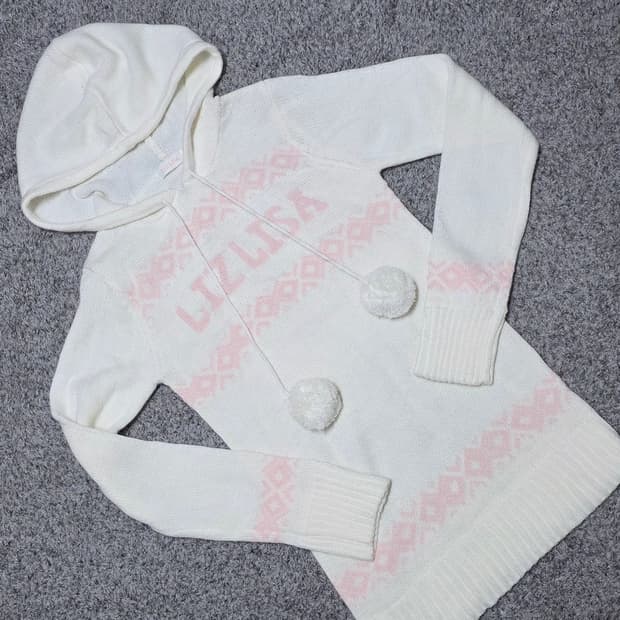 리즈리사 핑크 눈꽃 노르딕 폼폼이 니트 원피스 트랄라라 히메갸루