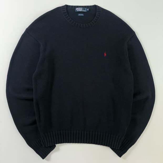 Polo  폴로 랄프로렌 자수 코튼 네이비 라운드 니트 