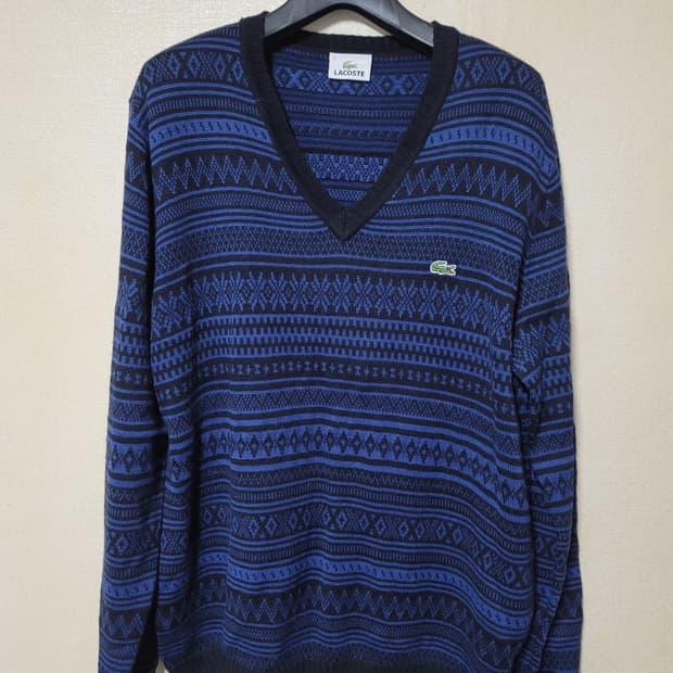 라코스테 브이넥 페어아일 니트