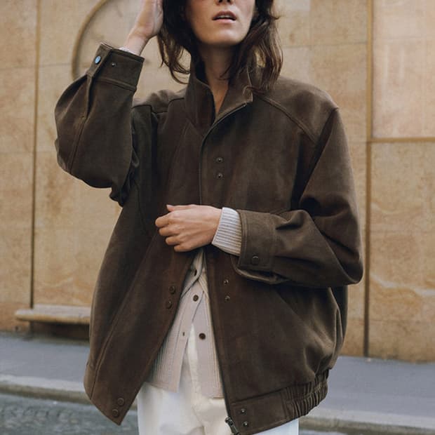 (택O) 루에브르 Asymmetric 스웨이드 자켓 (카키브라운)