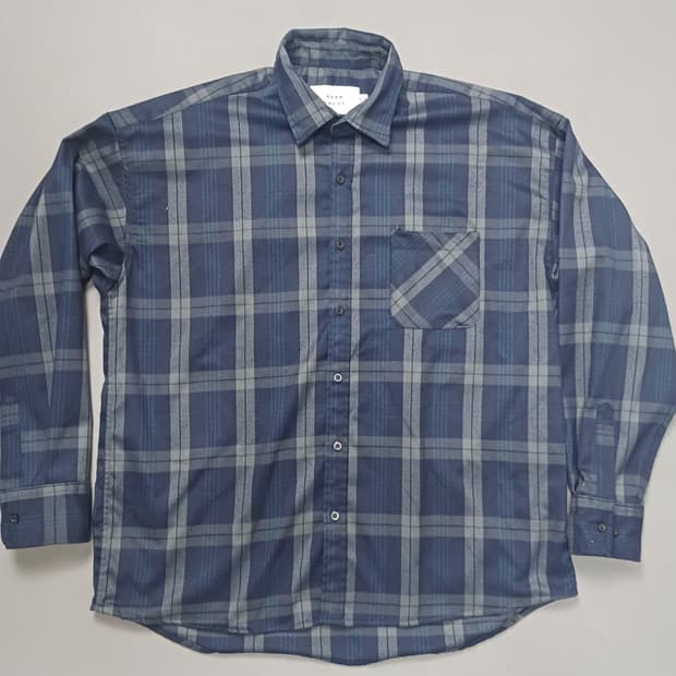 [프리] 어반드레스 어스틴 체크 셔츠 네이비 오버핏