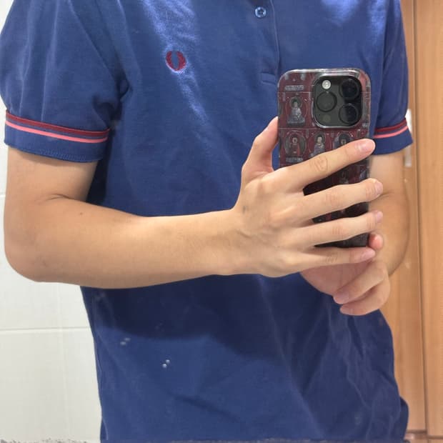 [L] 프레드페리 로고 카라티 네이비