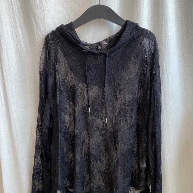 블랙 레이스 후드탑(F)