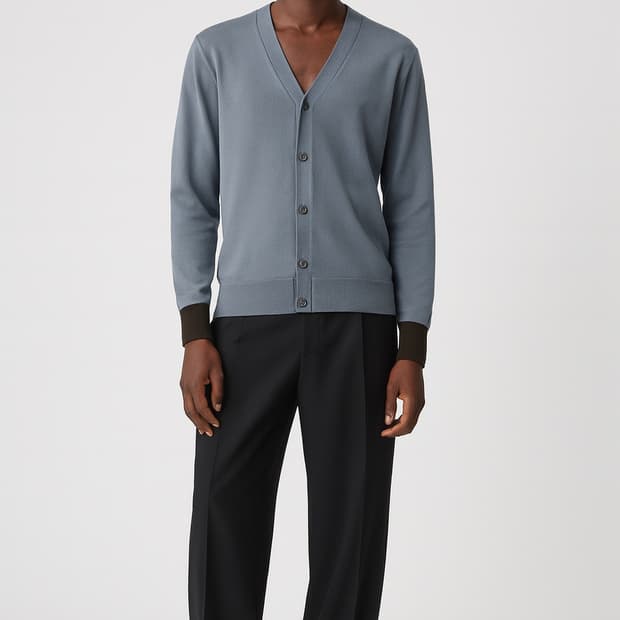 코스 브이넥 컬러믹스 울 가디건 