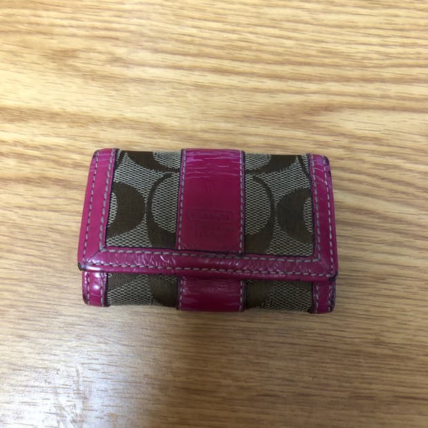 Coach pink mini key case 