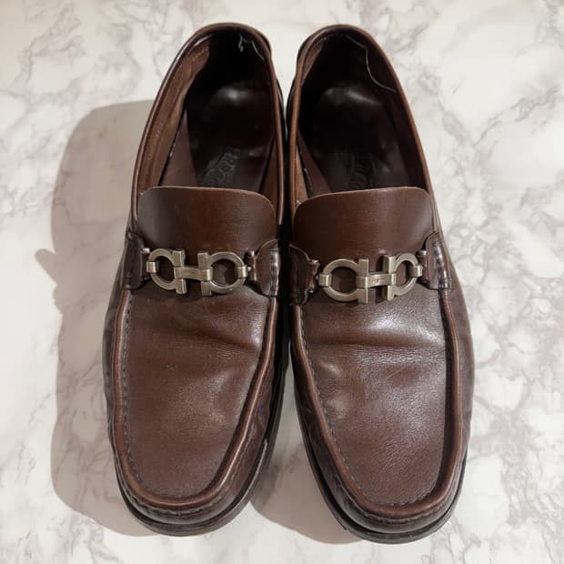 Salvatore Ferragamo 페라가모 브라운 가죽 로퍼 8.5