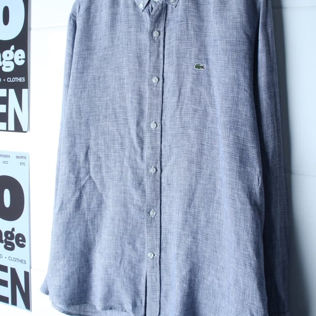 (XL-2XL) 라코스테 셔츠 남방 빅사이즈 린넨 마 패턴-H36201