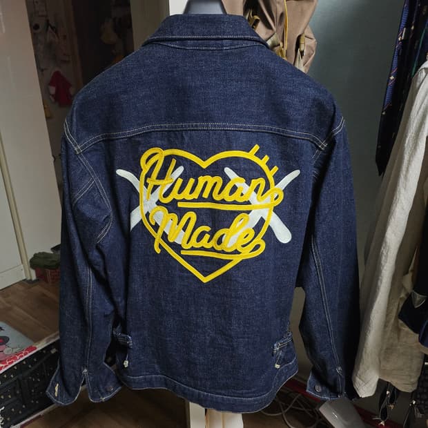 L[100] 휴먼메이드 카우스 콜라보 데님자켓