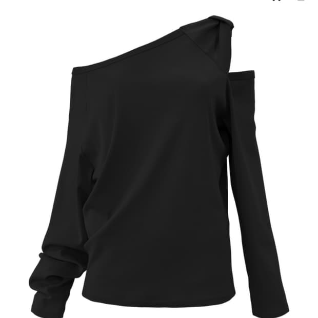 체메씨 보우 원숄더 롱슬리브 블랙