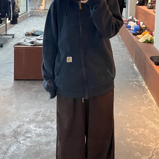 칼하트 패치로고 네이비 후드집업 H836