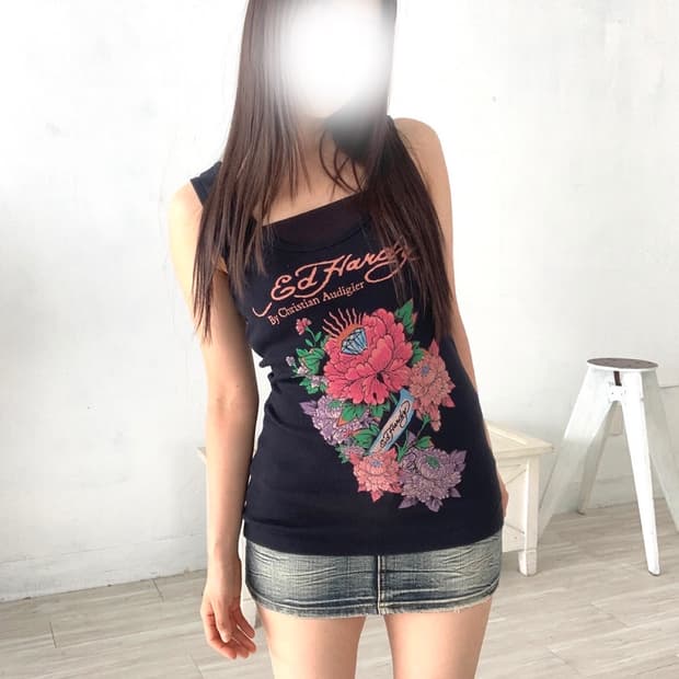 Ed Hardy tattoo print sleeveless top(새상품