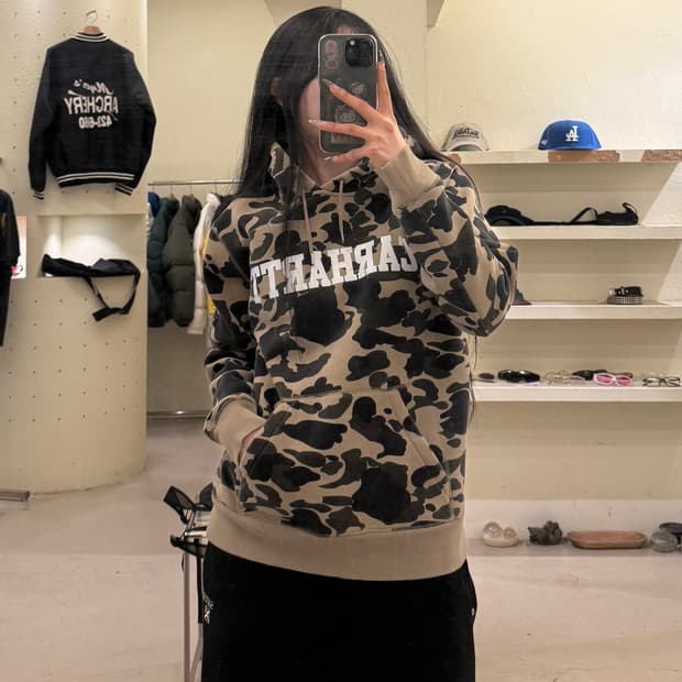 칼하트 빅로고 카모 후드티 U775