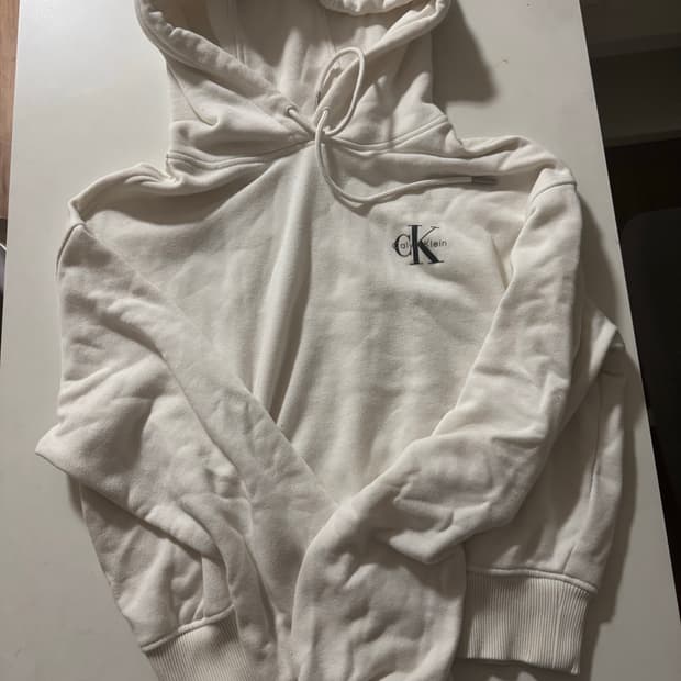 캘빈 크롭 후드 화이트