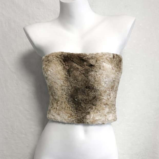 빈티지 y2k 갸루 퍼 니트 슬리브리스 튜브탑