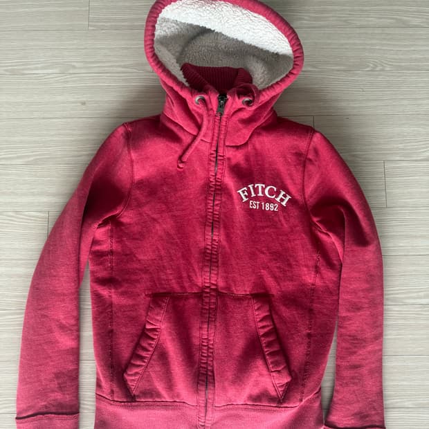 아베크롬비 레드 후드집업 양털