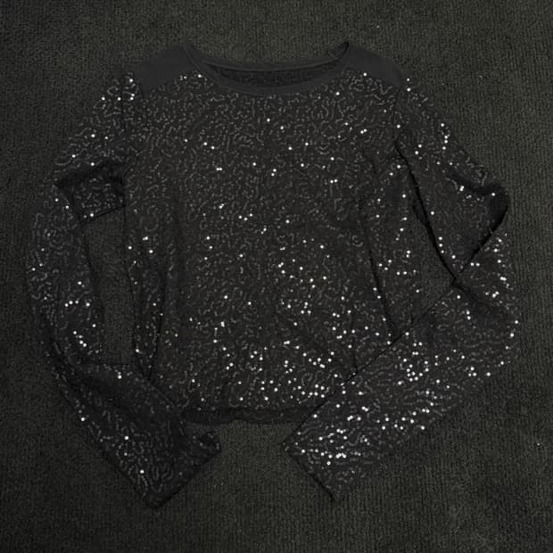 빈티지 블랙 스팽글 롱슬리브 큐빈 파우닝 와걸 아야즈 고차고차