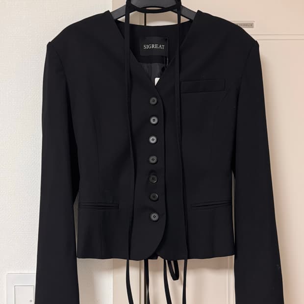 시그레이트 버튼 레이스 업 자켓 sigreat
