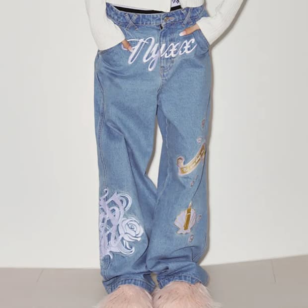 NYXX EMBLEM EMBROIDERY DENIM PANTS LIGHT