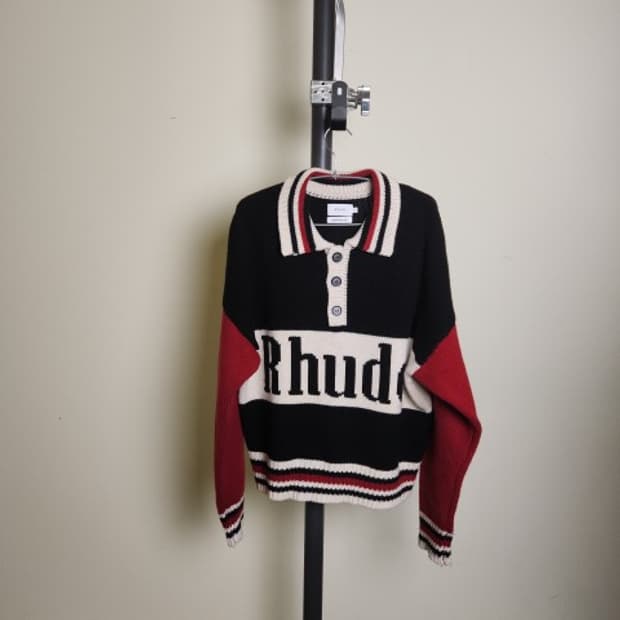 RHUDE 루드 블랙 레드 니트 가디건