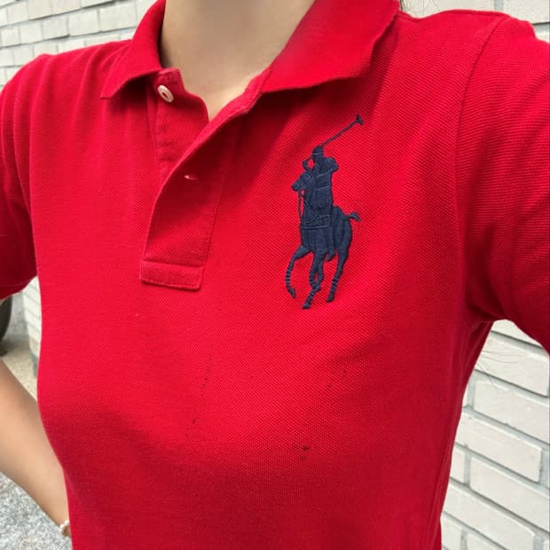 Polo 폴로 네이비 빅포니 레드 카라