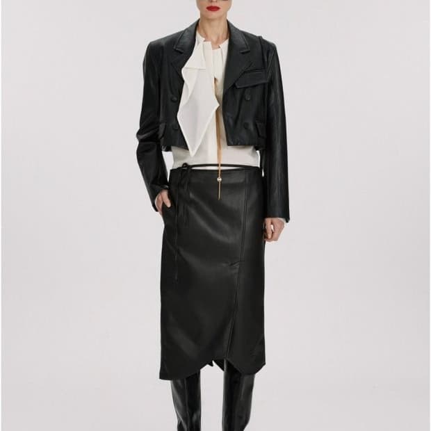 렉토 FAUX LEATHER CROPPED JACKET 레더 자켓