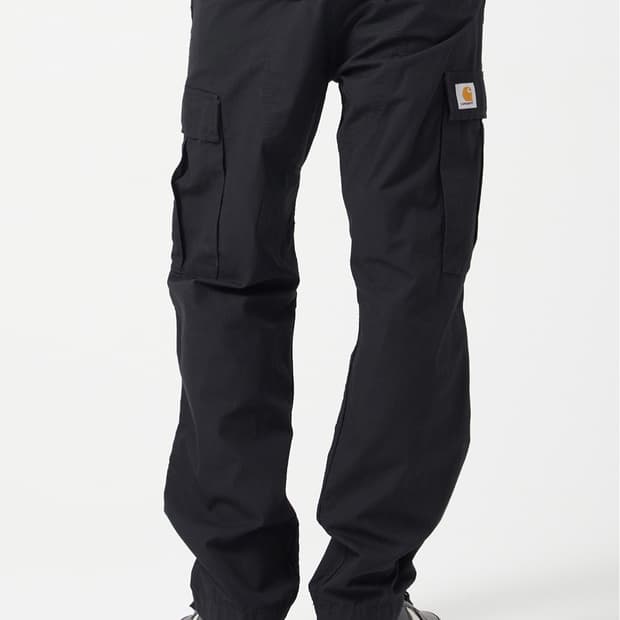 칼하트 레귤러 카고 팬츠 콜롬비아 블랙 린스