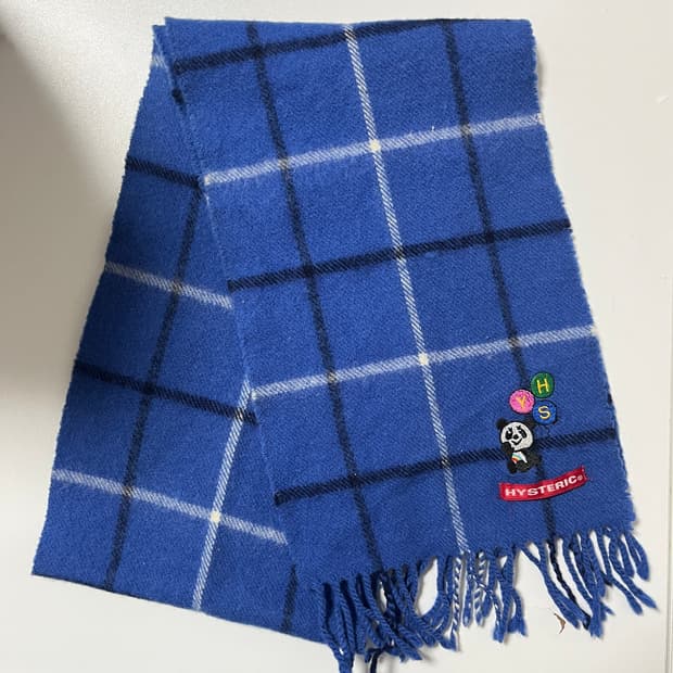 히스테릭 글래머 아카이브 팬더 자수 체크 머플러