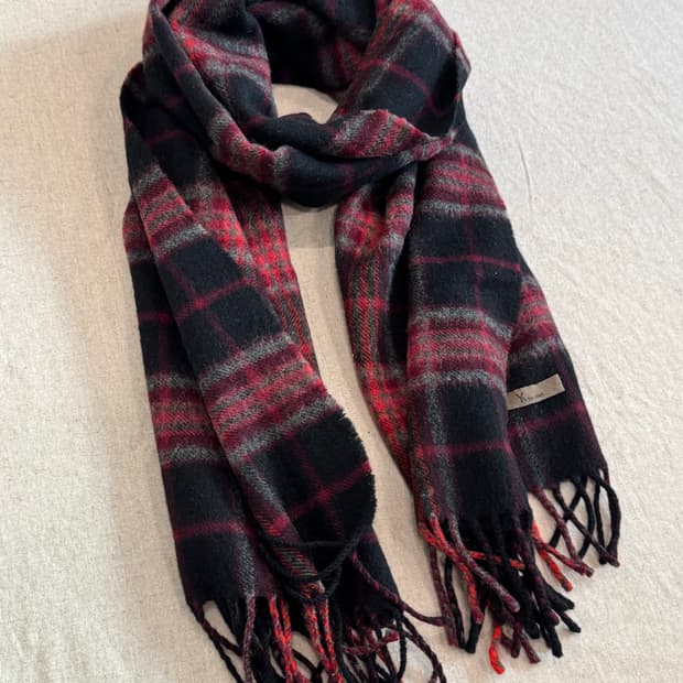 요지야마모토 00s 울 체크 머플러