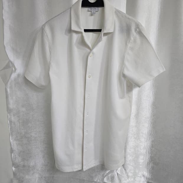 선스펠 화이트 오픈 카라 반팔 셔츠 (1687)